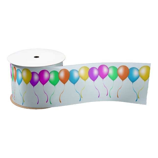 Colorful Bright Bunch of Balloons Satin Ribbon (Spool)