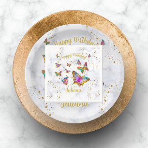 Colorful Bright Butterfly Birthday Party Napkins