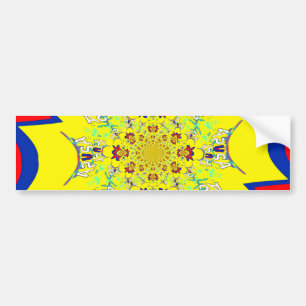 Colorful Bright Floral Damask Design Art Print Bumper Sticker