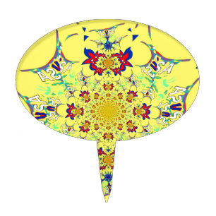 Colorful Bright Floral Damask Design Art Print Cake Topper