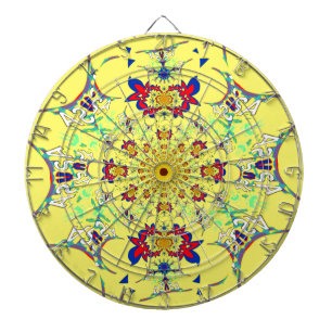 Colorful Bright Floral Damask Design Art Print Dartboard