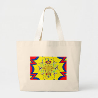 Colorful Bright Floral Damask Design Art Print Large Tote Bag