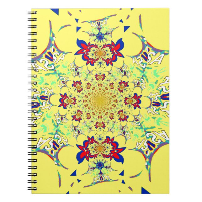 Colorful Bright Floral Damask Design Art Print Notebook (Front)