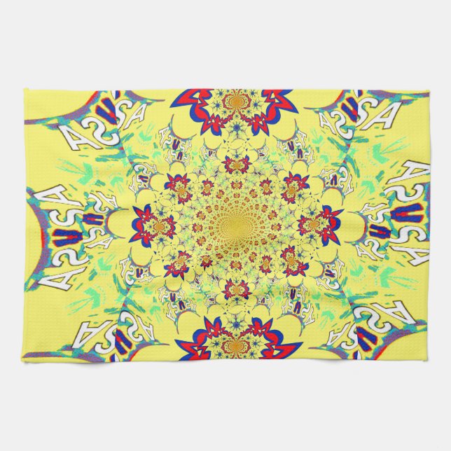 Colorful Bright Floral Damask Design Art Print Towel (Horizontal)