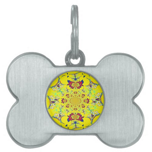 Colorful Bright floral damask design Pet Tag