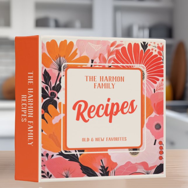 Colorful Bright Floral Family Recipe 3 Ring Binder (Creator Uploaded)