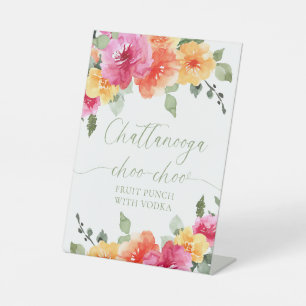 Colorful bright floral fruit punch pedestal sign