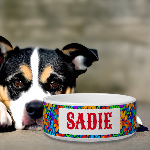 Colorful Bright Floral Personalized Bowl