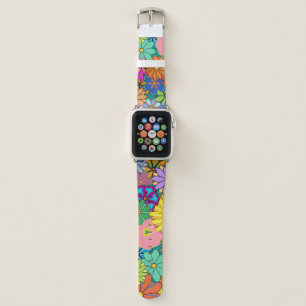 Colorful Bright Flower Power Pattern Apple Watch Band