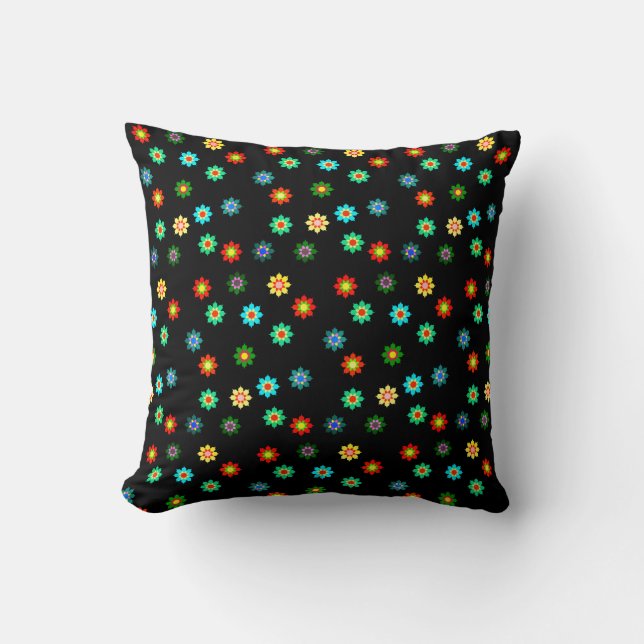 Colorful Bright Flowers Pattern Cushion Pillow (Front)