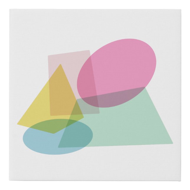 Colorful Bright Geometric Shapes Collage Faux Canvas Print (Front)