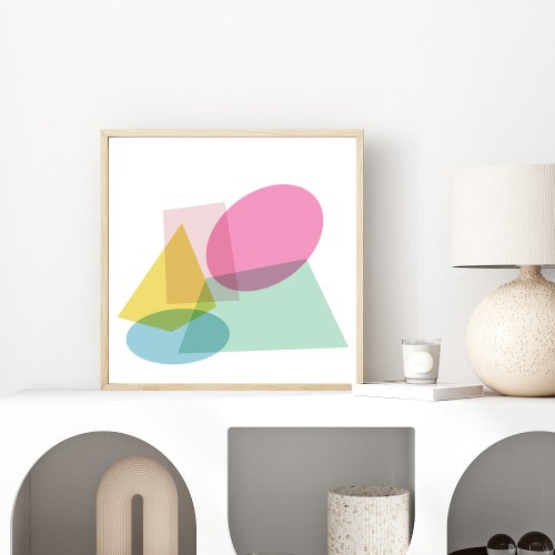 Colorful Bright Geometric Shapes Collage Poster