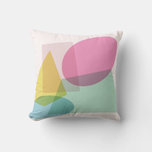Colorful Bright Geometric Shapes Collage Throw Pillow