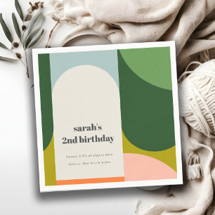Colorful Bright Groovy Retro Arch Any Age Birthday Napkins