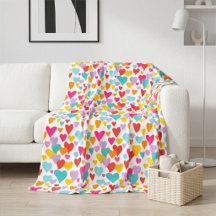 Colorful Bright Hand Painted Hearts On White
