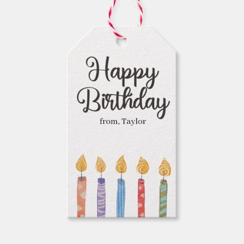 Colorful Bright Happy Birthday Candles Gift Tags