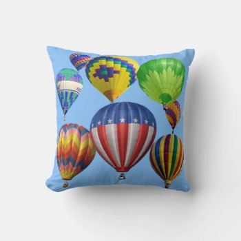 Colorful Bright Hot Air Balloons Single Sided Throw Pillow by FalconsEye at Zazzle