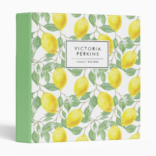Colorful Bright Lemon Citrus Yellow Chic Summer 3 Ring Binder