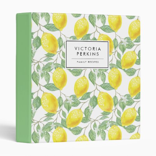 Colorful Bright Lemon Citrus Yellow Chic Summer 3 Ring Binder