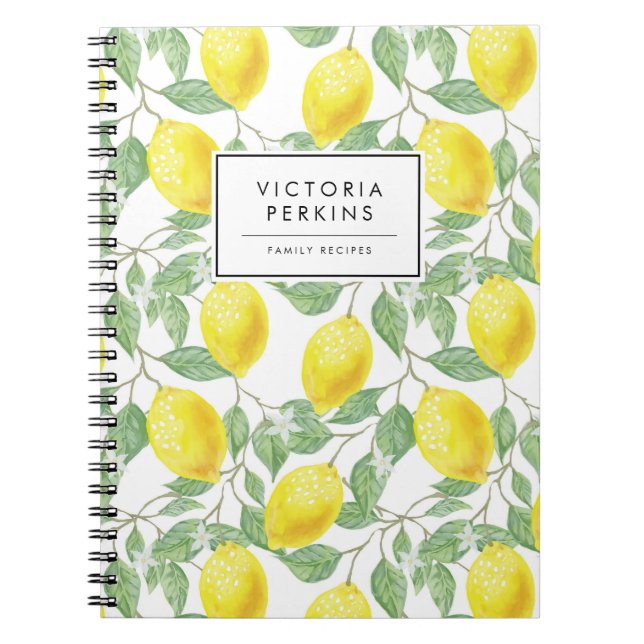 Colorful Bright Lemon Citrus Yellow Chic Summer Notebook (Front)