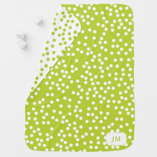 Colorful Bright Lime Green Polka Dot Baby Swaddle Blanket