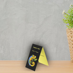 Colorful Bright Lizard Branch Leaf Black Yellow Business Card