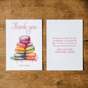 Colorful bright macaroon watercolor bridal shower thank you card