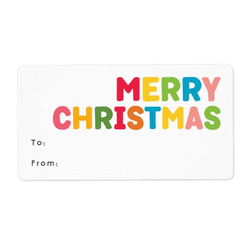 Colorful  Bright Merry Christmas Rectangular Gift Label