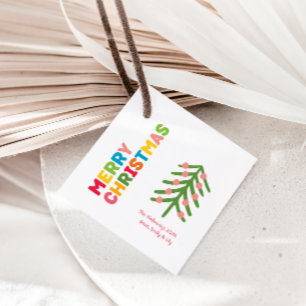 Colorful & Bright Merry Christmas Square Gift Tags