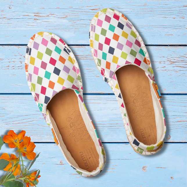 Colorful Bright Modern Argyle Diamond Pattern Espadrilles (Creator Uploaded)