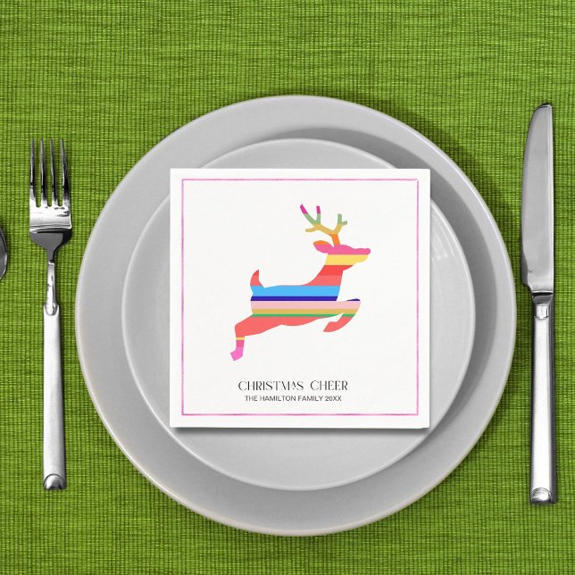 Colorful Bright Modern Christmas Reindeer Napkins (Creator Uploaded)