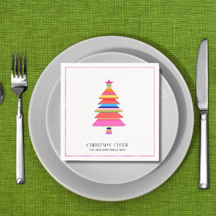 Colorful Bright Modern Christmas Tree Napkins