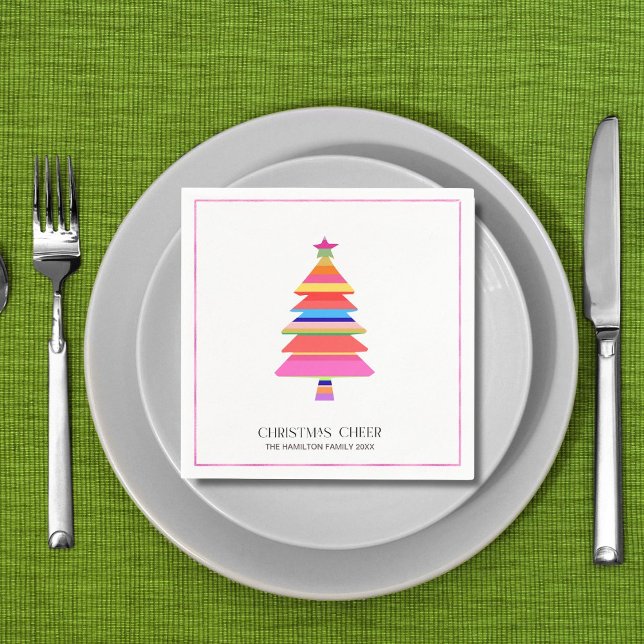 Colorful Bright Modern Christmas Tree Napkins (Creator Uploaded)