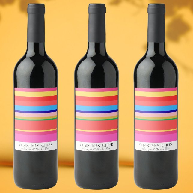 Colorful Bright Modern Christmas  Wine Label (Creator Uploaded)