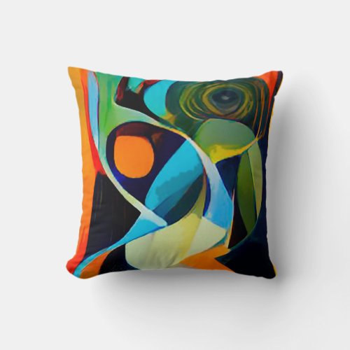 Colorful Bright Modern Contemporary Abstract Throw Pillow