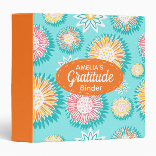 Colorful Bright Modern Floral Gratitude 3 Ring Binder