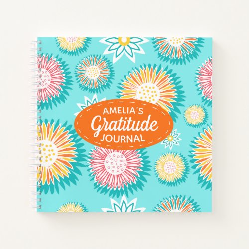 Colorful Bright Modern Floral Gratitude Notebook