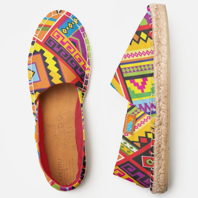 Colorful Bright Modern Geometric Pattern Espadrilles (Side)