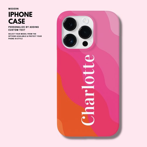 Colorful Bright Modern Monogram Pink Orange Retro Case_Mate iPhone 14 Pro Case