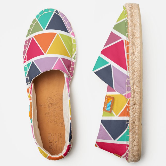Colorful Bright Modern Tribal Geometric Pattern Espadrilles (Side)
