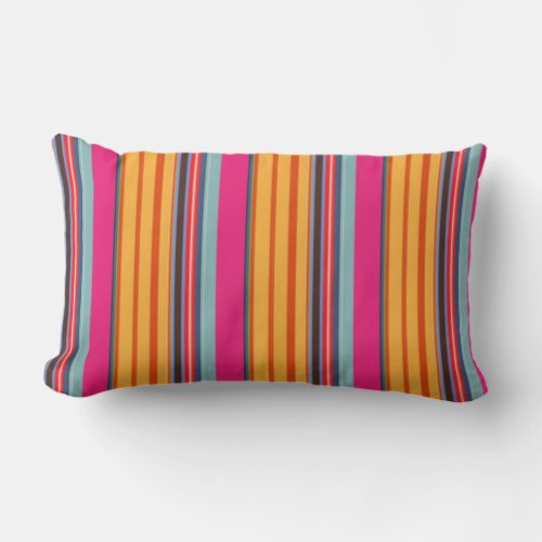 Colorful Bright Multi Color Stripes Modern Lumbar Pillow