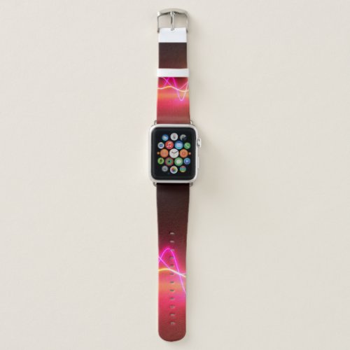 Colorful bright neon glowing graphic equalizer Mu Apple Watch Band