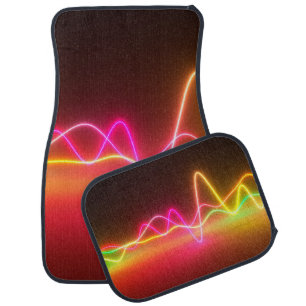 Colorful bright neon glowing graphic equalizer. Mu Car Floor Mat