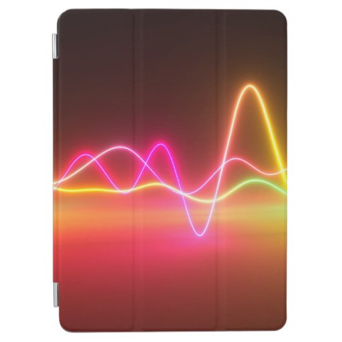 Colorful bright neon glowing graphic equalizer Mu iPad Air Cover