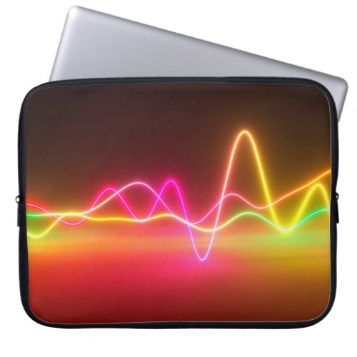 Colorful bright neon glowing graphic equalizer Mu Laptop Sleeve