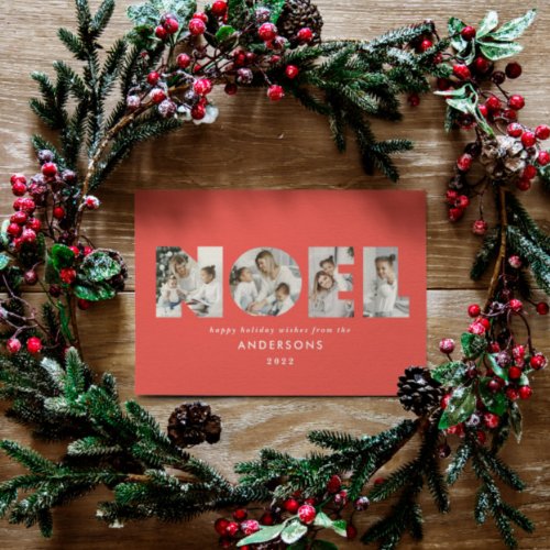 Colorful bright Noel Christmas geometric 4 photo Holiday Card