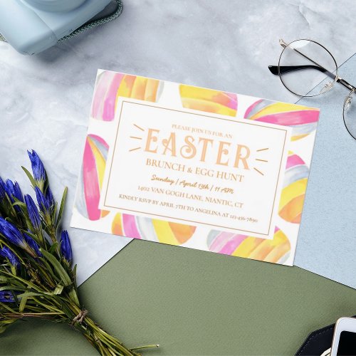 Colorful Bright Pastel Pink Easter Egg Hunt Invitation