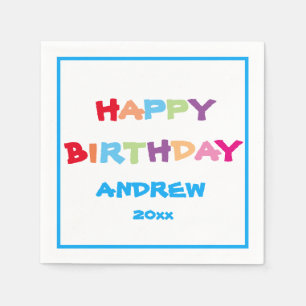Colorful Bright Personalized Happy Birthday Paper Napkins