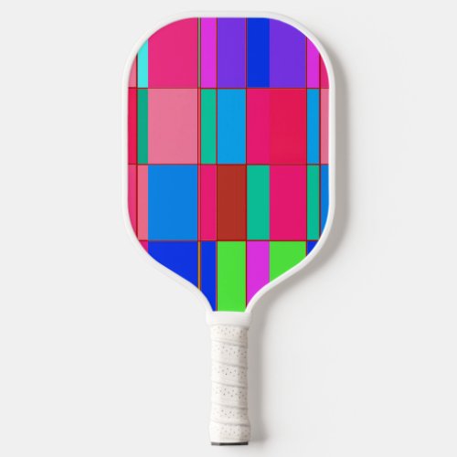 Colorful bright plaid pickleball paddle