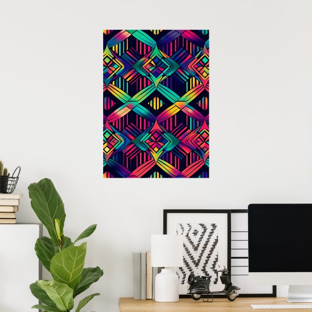Colorful Bright Psychedelic Abstract Wall Print (Home Office)